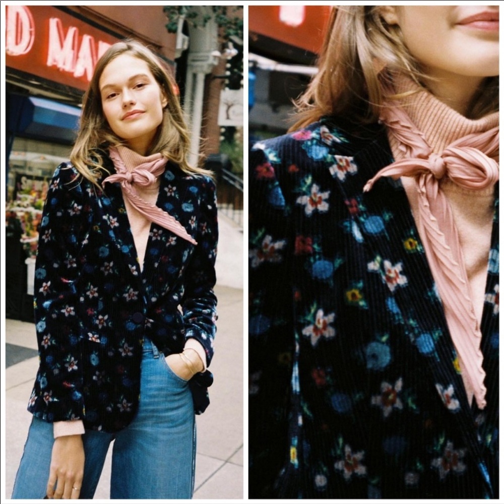 Anthro Ett:Twa Blooming Velvet Midnight Jacket 14